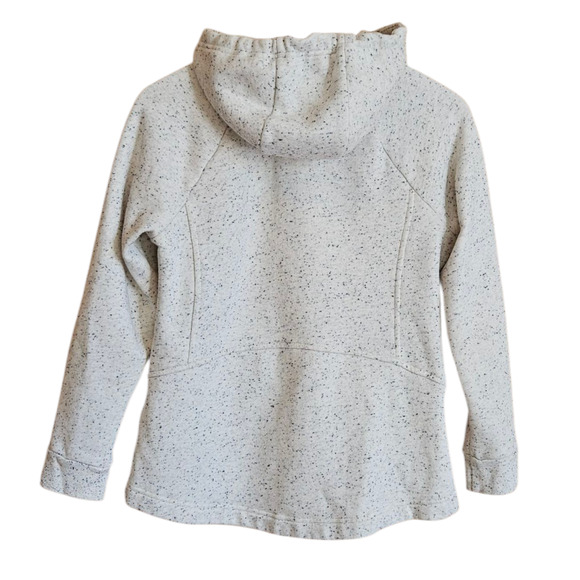 Talbots Hooded Fleece Jacket Sweatshirt Zippered Pockets Heathered Cream Medium - Picture 6 of 7